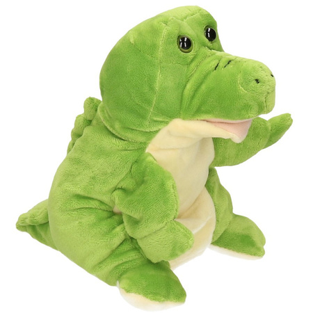 Krokodillen/alligators speelgoed artikelen krokodil handpop knuffelbeest groen 30 cm