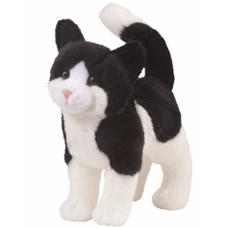 Pluche kat/poes knuffel zwart/wit 30 cm