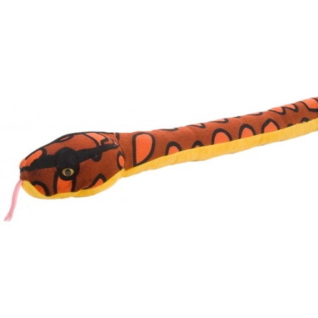 Knuffeldiertje slangetje pluche bruin/geel 137 cm