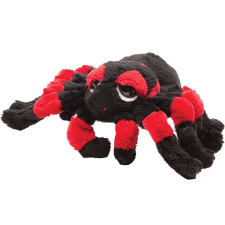 Pluche knuffel spin - tarantula - zwart/rood - 13 cm - speelgoed