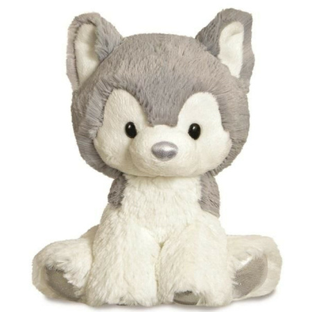 Plush soft toy animal husky dog - grey/white - 20 cm