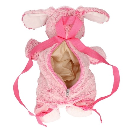 Pluche roze konijn/haas rugtas 20 x 36 cm