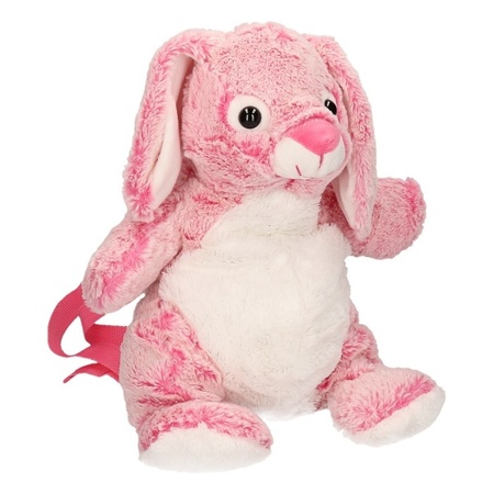 Pluche roze konijn/haas rugtas 20 x 36 cm