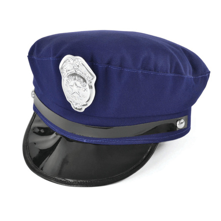 Carnival costume police officer set - cap blue - gun/badge/handcuffs set