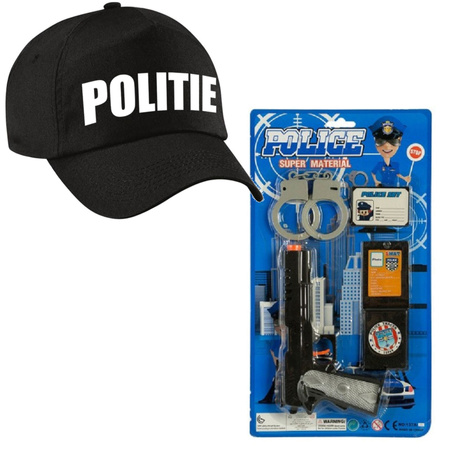 Politie verkleed accessoires speelgoed 4-delig voor kinderen en een cap
