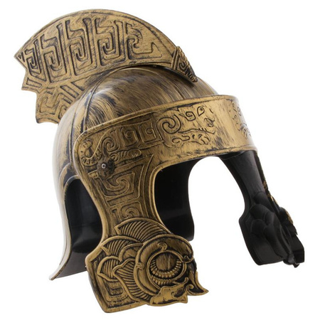 Knights helmet bronze with weapons set and shield