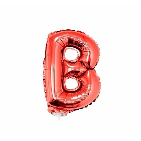 Rode letter ballon ballon B op stokje 41 cm
