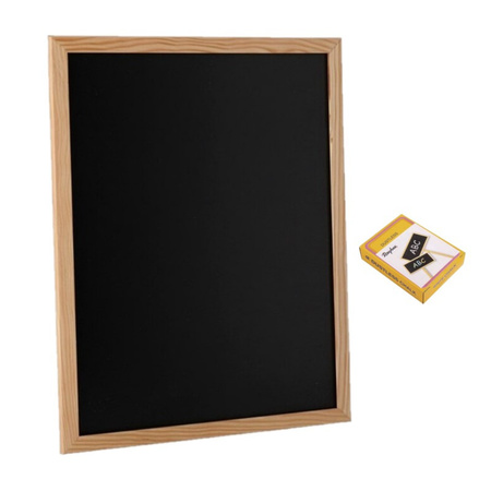 Blackboard / chalkboard 30 x 40 cm with 12x pieces of white chalk