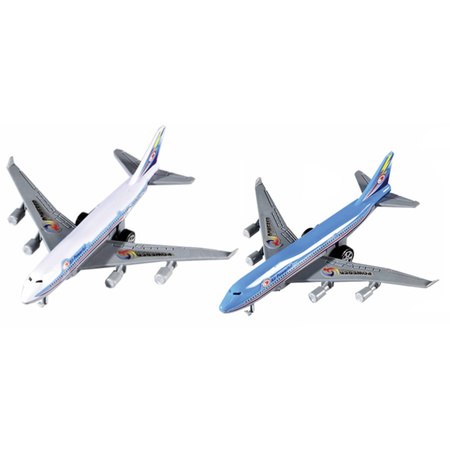 Set van 2x stuks speelgoed vliegtuigjes van 14 cm