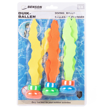 Duikspeelgoed set - duikstaven en zeewier - 9 stuks - gekleurd - water/zwembad