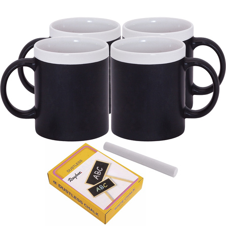 4x Chalk mugs white 350 ml