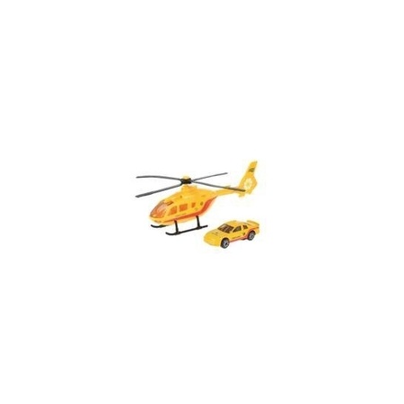 Toy rescue team helicopter and car set