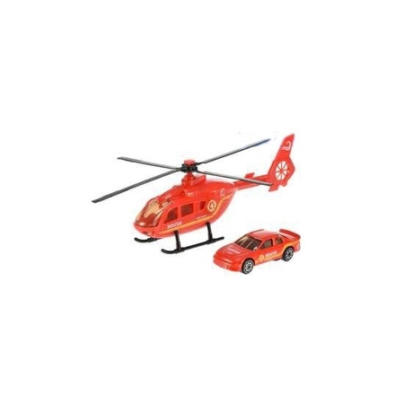 Toy rescue team helicopter and car set