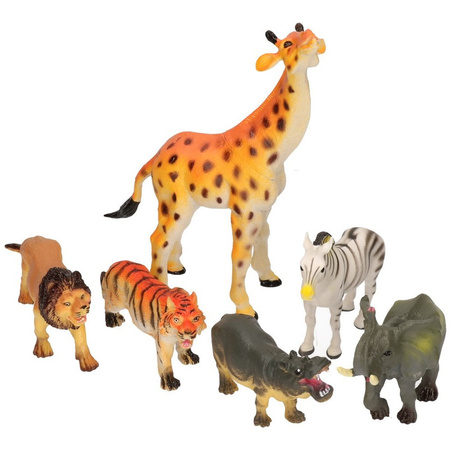Speelgoed  Wilde dieren van plastic 6 stuks van ongeveer 10 cm