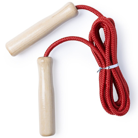 Skipping rope red 240 cm with wooden handles toys