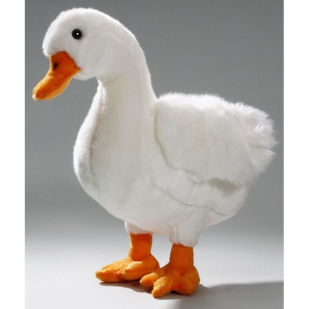 Standing white plush goose 31 cm