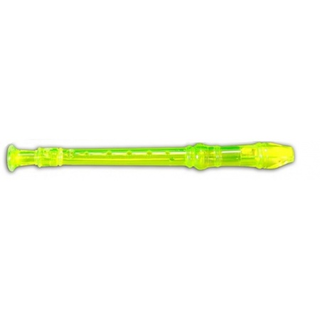 Transparent toy flute yellow 32 cm