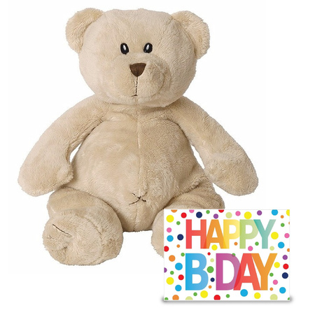 Verjaardag cadeau knuffelbeer 40 cm met XL Happy Birthday wenskaart