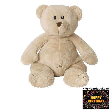 Verjaardag knuffel beer 17 cm met gratis verjaardagskaart 