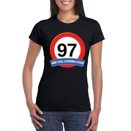 Herformuleren ei slachtoffer Verkeersbord 97 jaar t-shirt zwart dames bestellen voor € 16.89 bij het  Knuffelparadijs