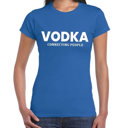 Vodka drank tekst t-shirt blauw voor dames 