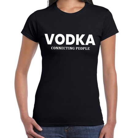 Vodka drank tekst t-shirt zwart voor dames 