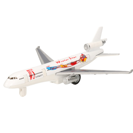 Speelgoed vliegtuigen setje van 2 stuks wit en rood 19 cm