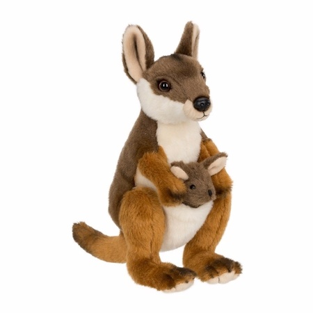 Soft toy kangaroo with baby 19 cm