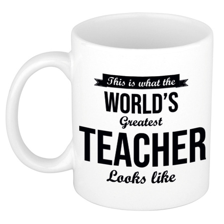 Worlds Greatest Teacher cadeau koffiemok / theebeker voor leraar / lerares 300 ml 