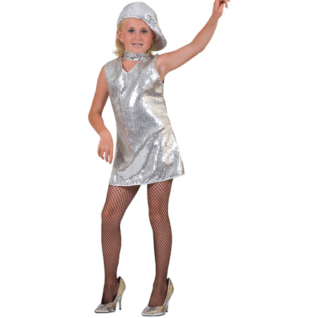 Zilveren glitter carnaval verkleed jurk pailletten voor meisjes