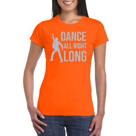 Silver music t-shirt / shirt Dance all night long orange for women