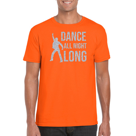 Silver music t-shirt / shirt Dance all night long orange for men