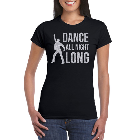 Silver music t-shirt / shirt Dance all night long black for women