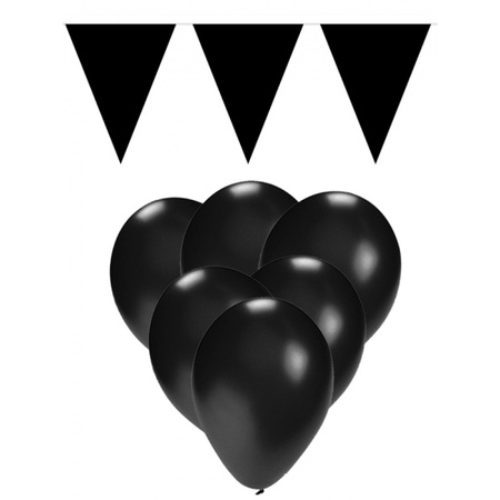 Black decoration 15 balloons en 2 flaglines