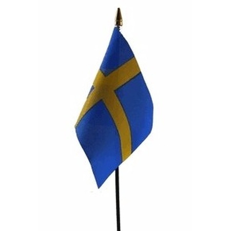 Sweden table flag 10 x 15 cm with base