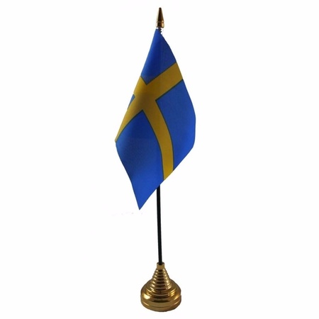 Sweden table flag 10 x 15 cm with base